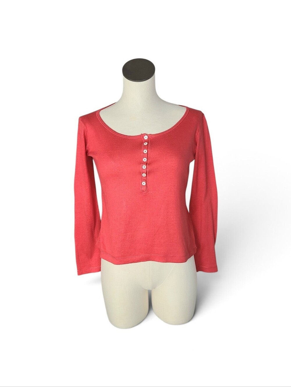 Loro Piana Red Cotton Long-Sleeve Scoop-neck Top